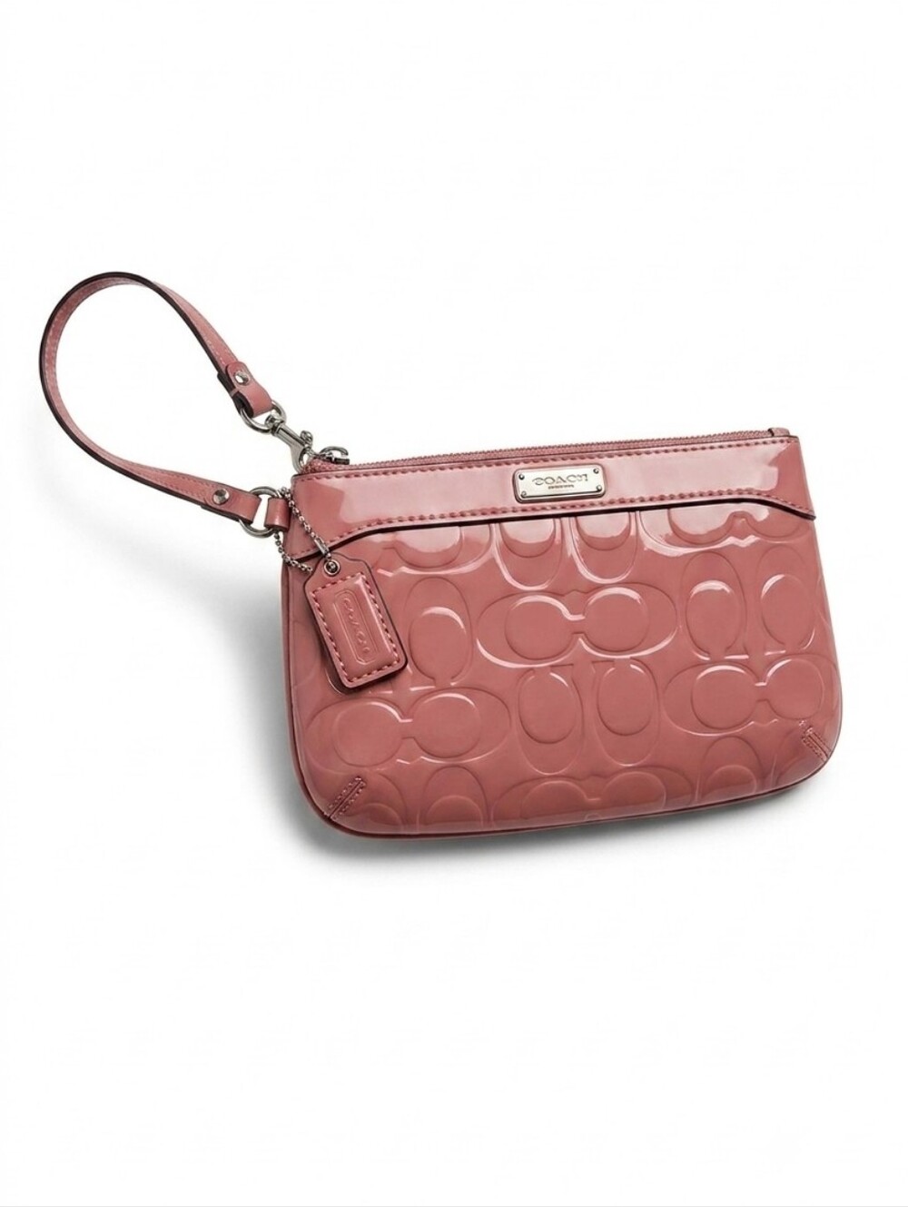Coach Rose Mauve Patent Leather Embossed Signature Wristlet